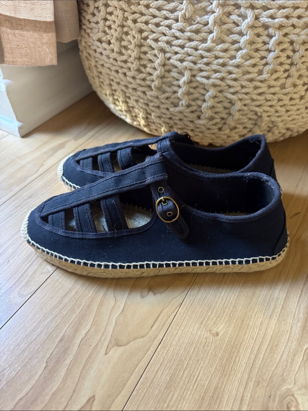Polo by Ralph Lauren Black Canvas Ghillie Espadrille Sandals - Picture 3 of 5
